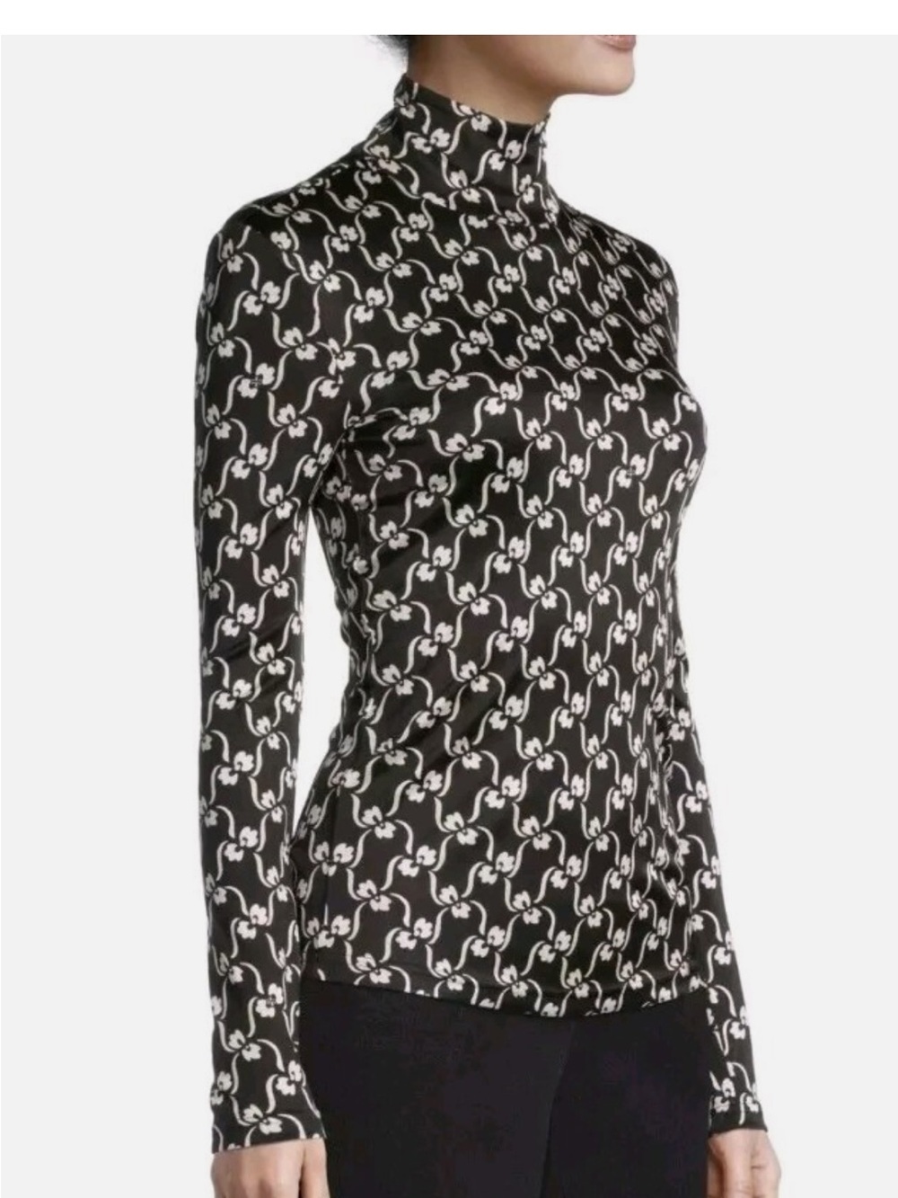 Tory Burch Black Silk Jersey Turtleneck